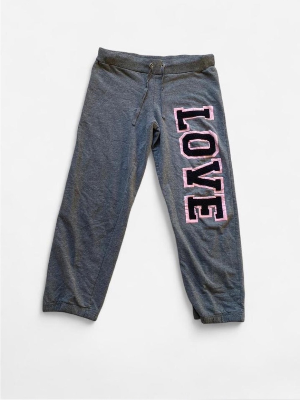 Grey Capri Sweatpants with Pink & Black ‘LOVE’ Design